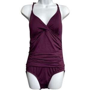Firpearl One Piece Swimsuit Size 10 Purple Halter Strappy Back Beach Pool